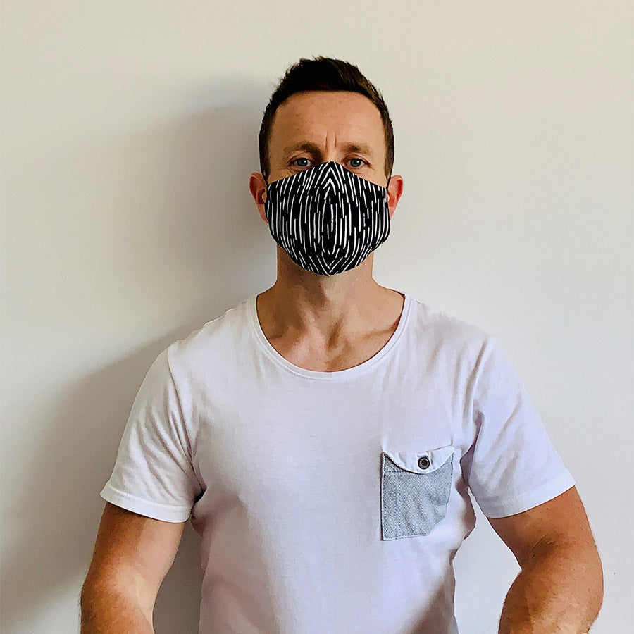 3ply Reusable, Washable Cloth Face Mask, Black & White - SURVIVAL