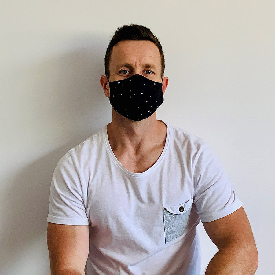3ply Reusable, Washable Cloth Face Mask, Hearts - SURVIVAL