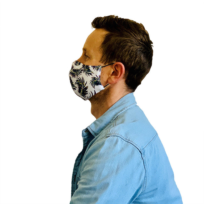 3ply Reusable, Washable Cloth Face Mask, S-M, Palm Leaves - SURVIVAL