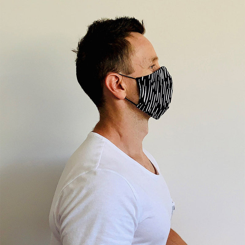 3ply Reusable, Washable Cloth Face Mask, Black & White - SURVIVAL
