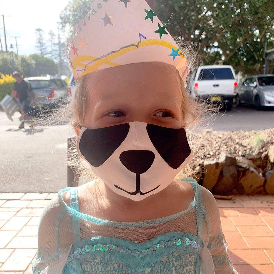 3ply Reusable, Washable Cloth Face Mask, Kids Panda - SURVIVAL