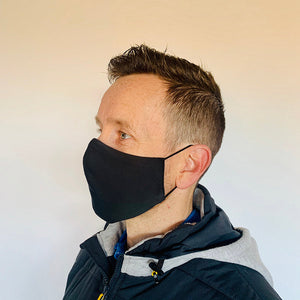 3ply Reusable, Washable Cloth Face Mask, S-M, Black - SURVIVAL