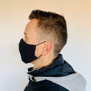 3ply Reusable, Washable Cloth Face Mask, S-M, Black - SURVIVAL